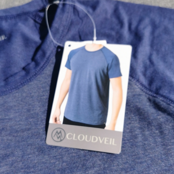 CLOUDVEIL Medium Med M Men's T-shirt Tee Shirt NWT New blue short sleeves - Picture 4 of 10